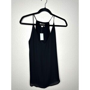 NEW LOFT Outlet Tank Top Womens Small Petite Black Sleeveless VNeck Lined Blouse